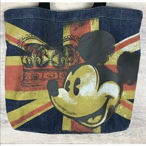 Disneys Mickey Mouse Denim Tote Bag With UK Flag